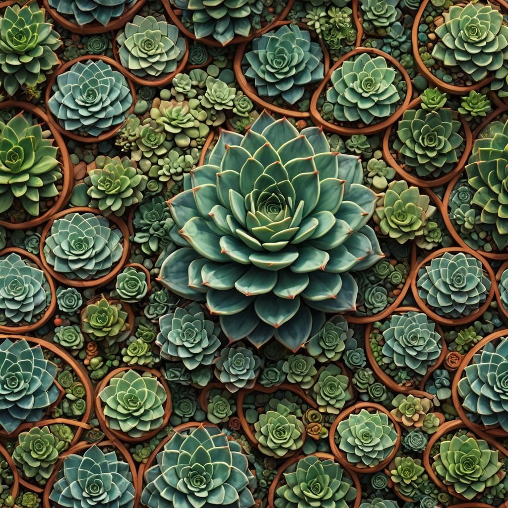 Fibonacci Succulent Mosaic Lamp in Van Gogh Style