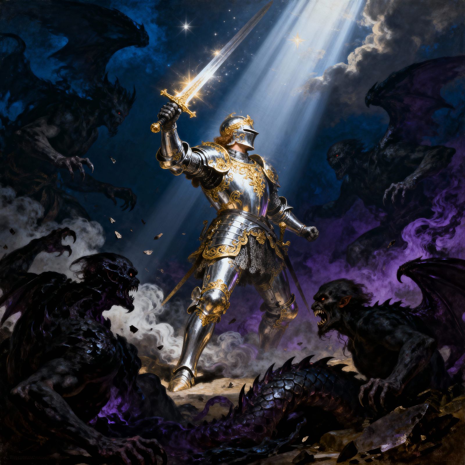 Warrior of Light Battles Shadow Entities in Renaissance Dark...