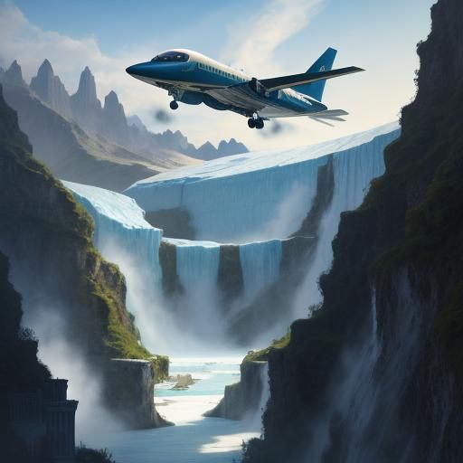 Hanging Gardens of Babylon on Glacier with Jet