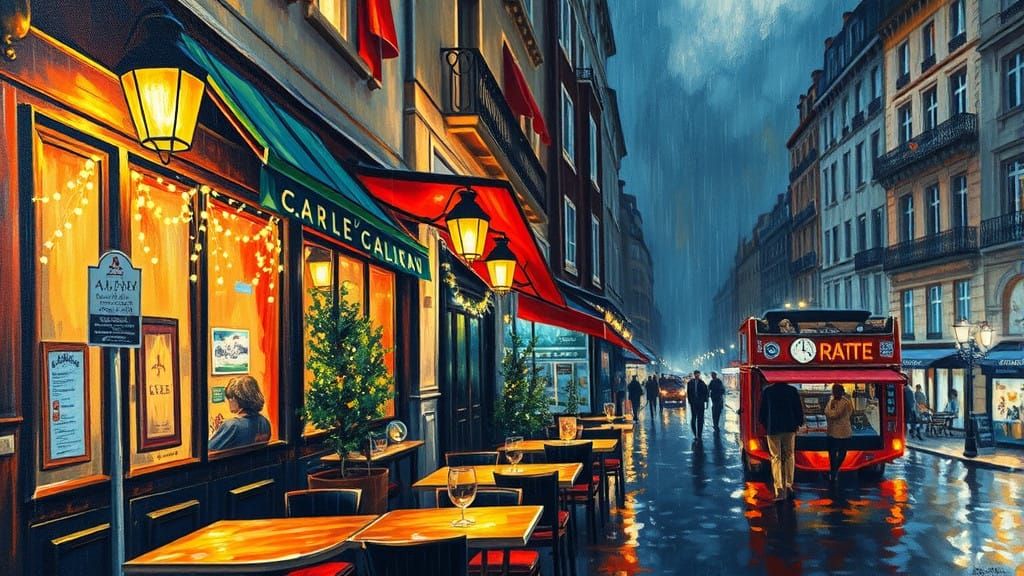 Cosy NightCafé Scene in Neo-Expressionist Style