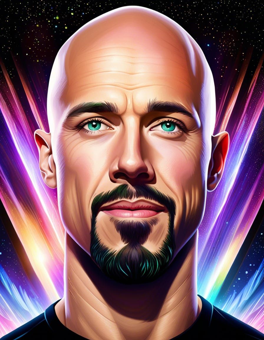 Charismatic Man with Goatee and Aurora Borealis