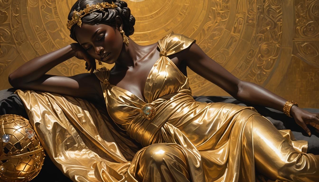 Reclining Bronze Maiden with Orb: Hellenistic Sculpture