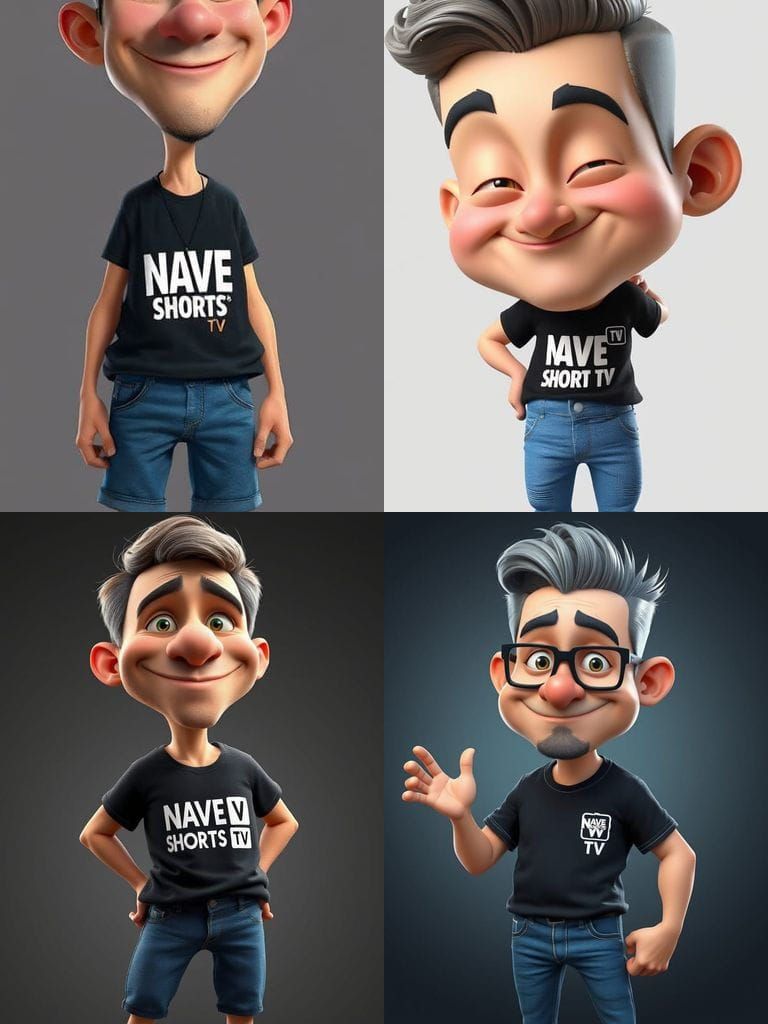 Humorous 3D Cartoon Man with Exaggerated Features and Amusin...