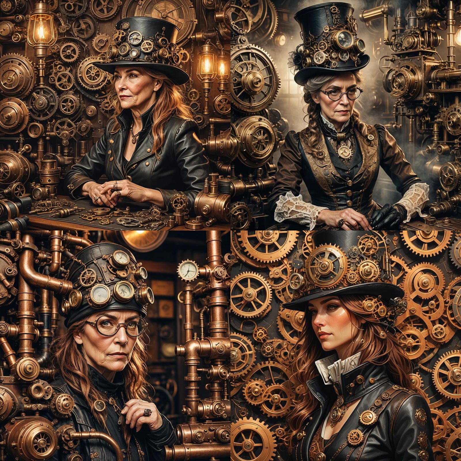 Steampunk Lady Hand-Stitching Leather Hats