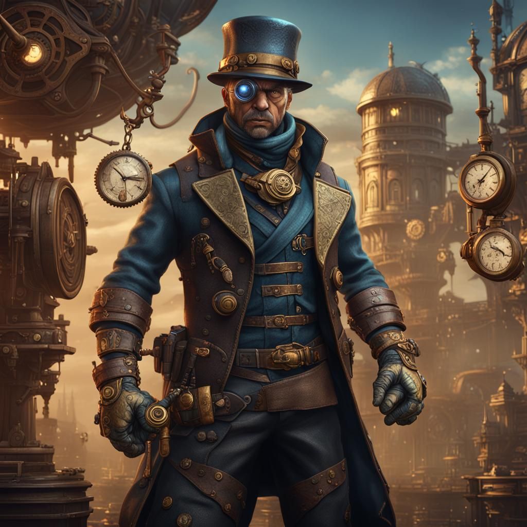 Steampunk Fighter in Detailed Matte Painting