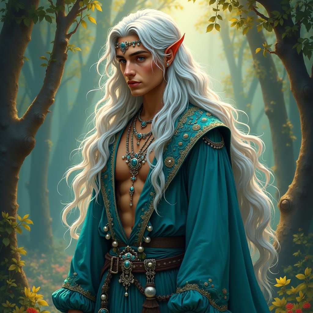 Enchanting Male Witch in Mystical Forest