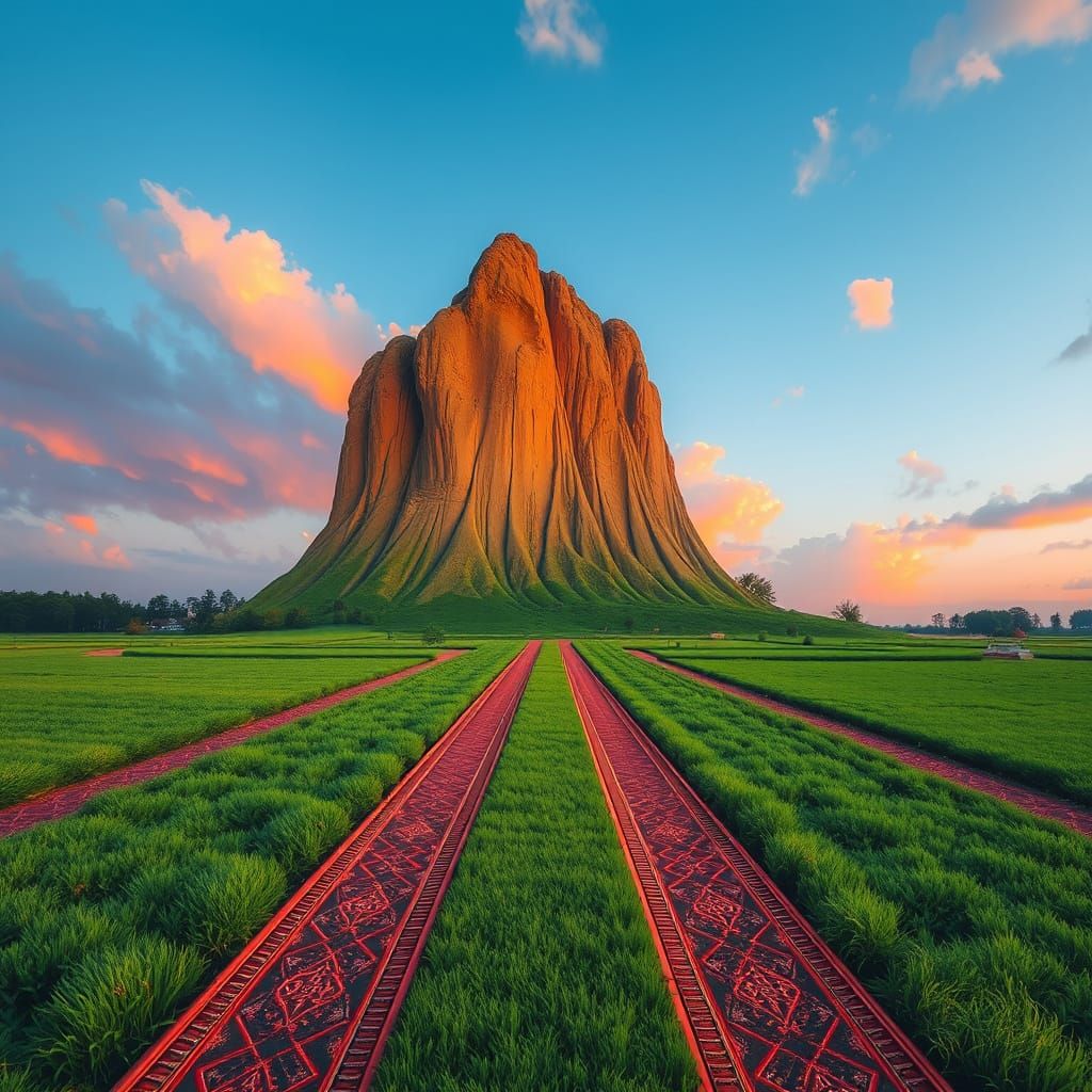 Intricate Green Runway: A Futuristic Vision