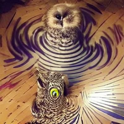 Hypnotic Owl with Swirling Eyes: Mesmerizing Art