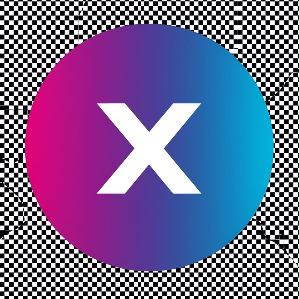 Modern Gradient Circle Logo With White X