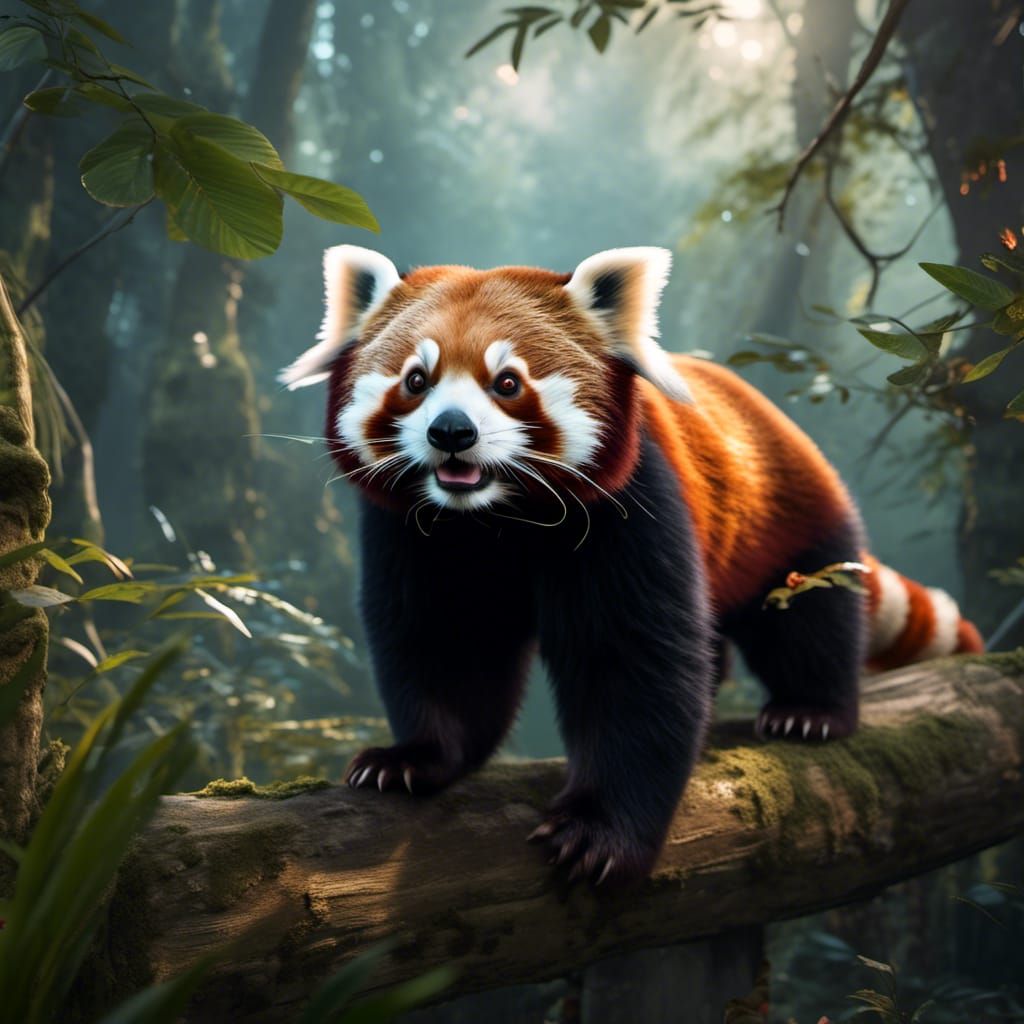 Red Panda and Giant Panda Fantasy Art
