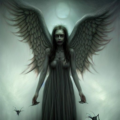 Terrifying Angel in Sinister Fantasy Horror Style