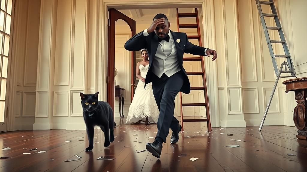 Unlucky Wedding: Black Cat, Broken Mirror, Upset Bride