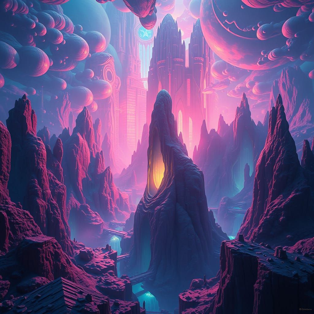 Vast Surreal Dreamscape Sanctuary in Digital Painting