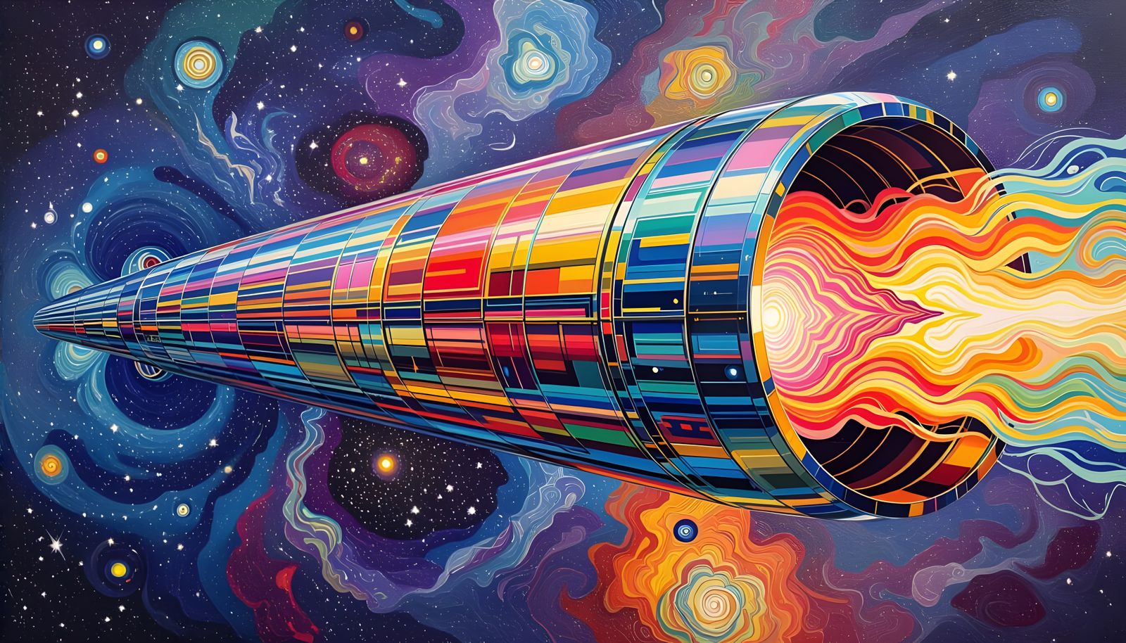 Vivid Metallic Cylinder in a Surreal Cosmos