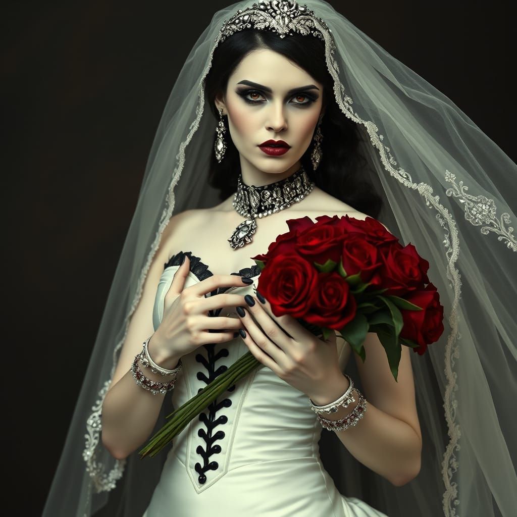 Ethereal Vampire Bride in Gothic Elegance