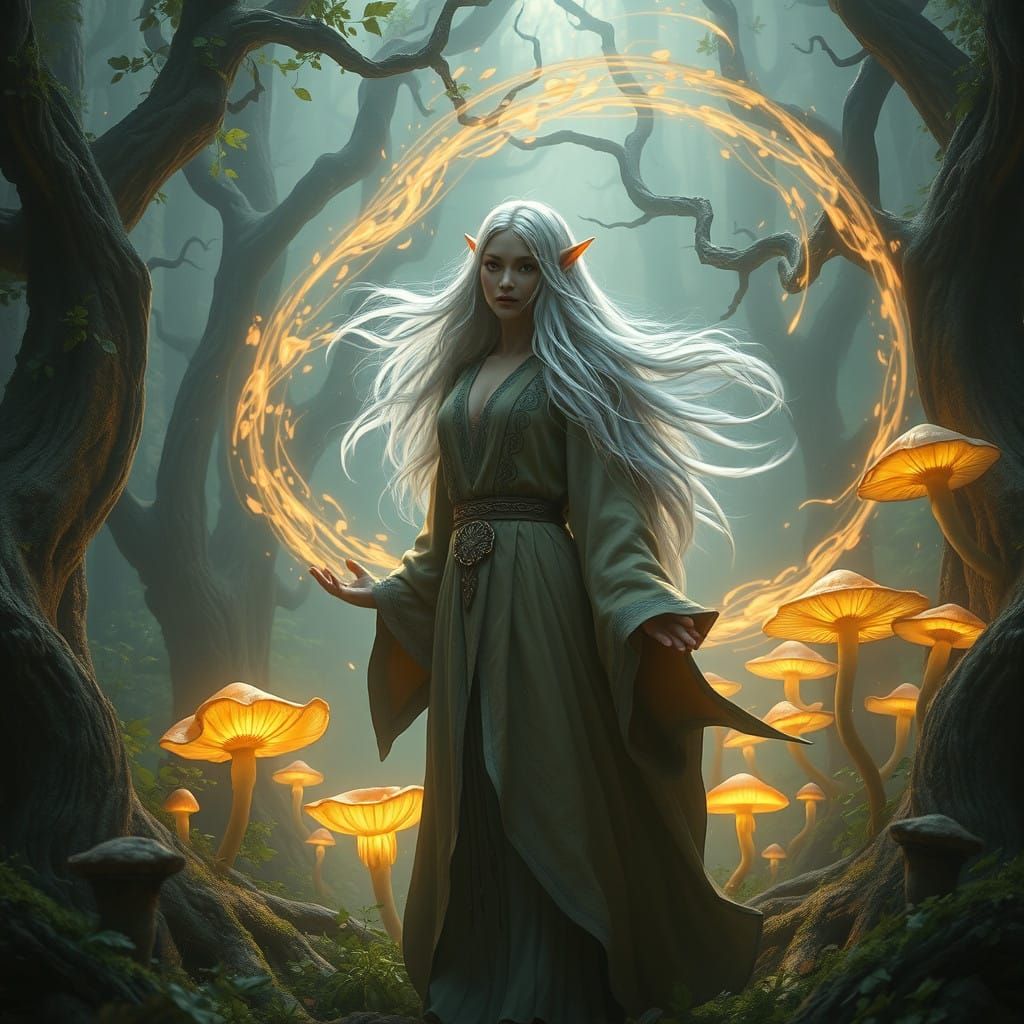 Moonlit Druidess in Celtic-Inspired Earthy Splendor