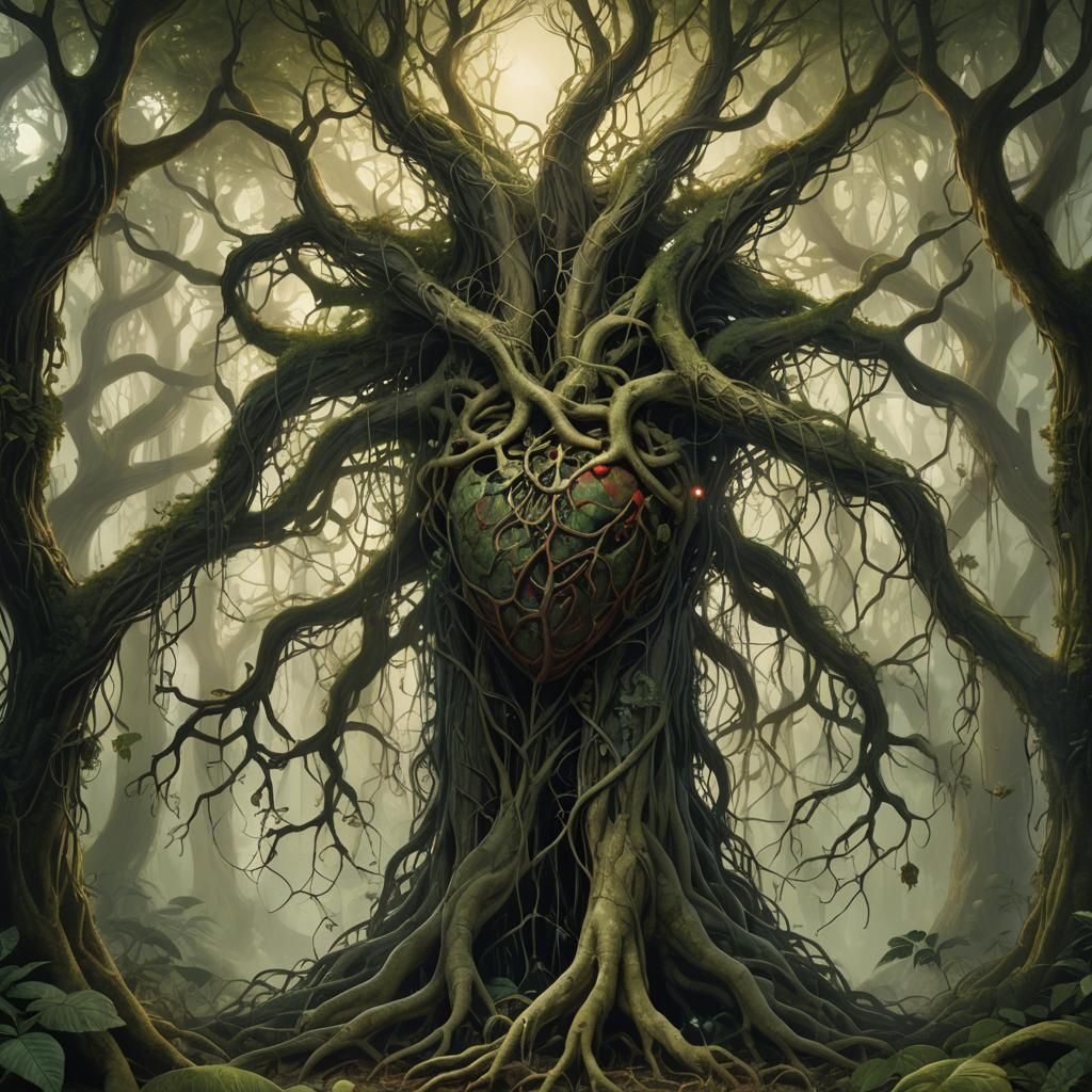 Living Forest of Limbs and Souls in Beksiński Style