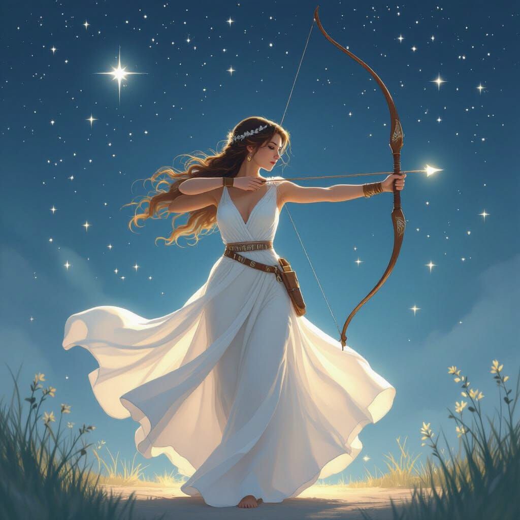 Artemis Dancing Under Starlight: Whimsical Art