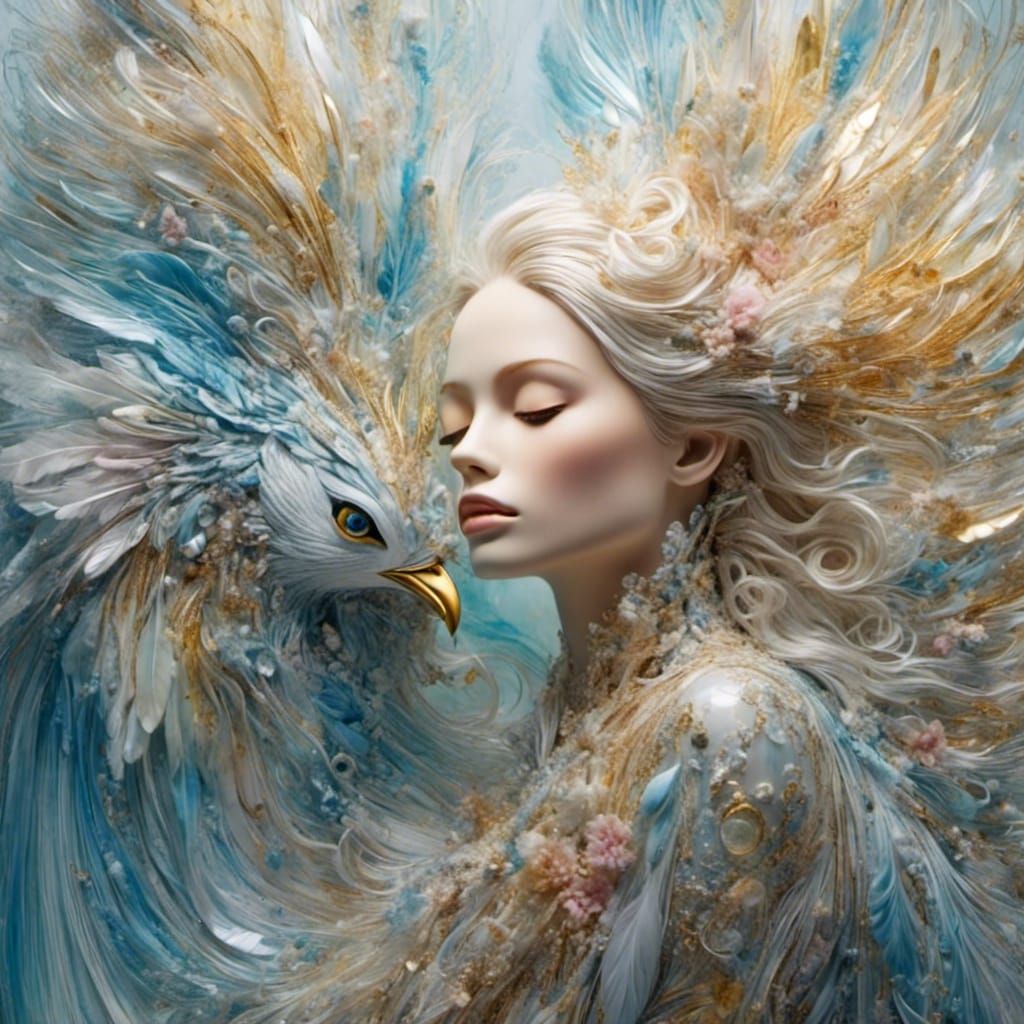 Bird Spirit Guide in Pastel Abstract NFT Art