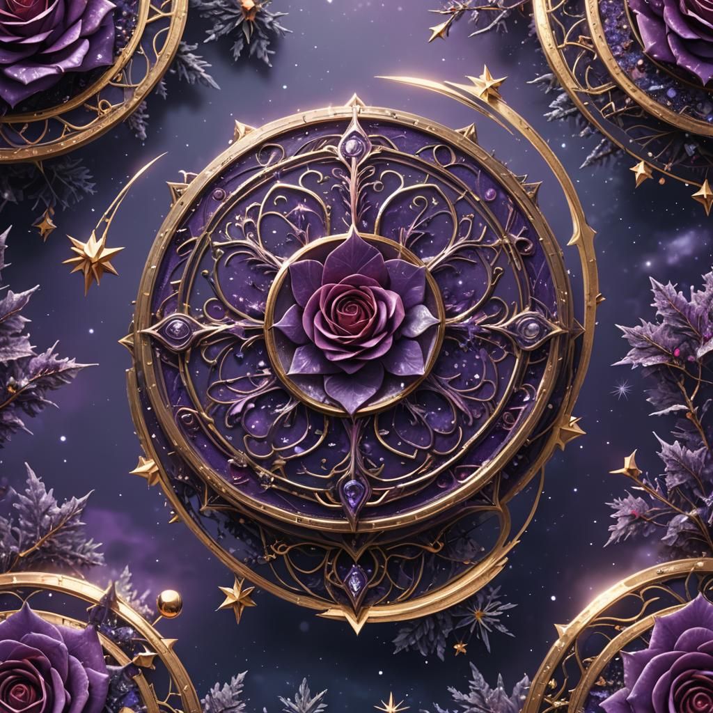 Purple Winter Rose Nebra Star Disc: Fantasy Art
