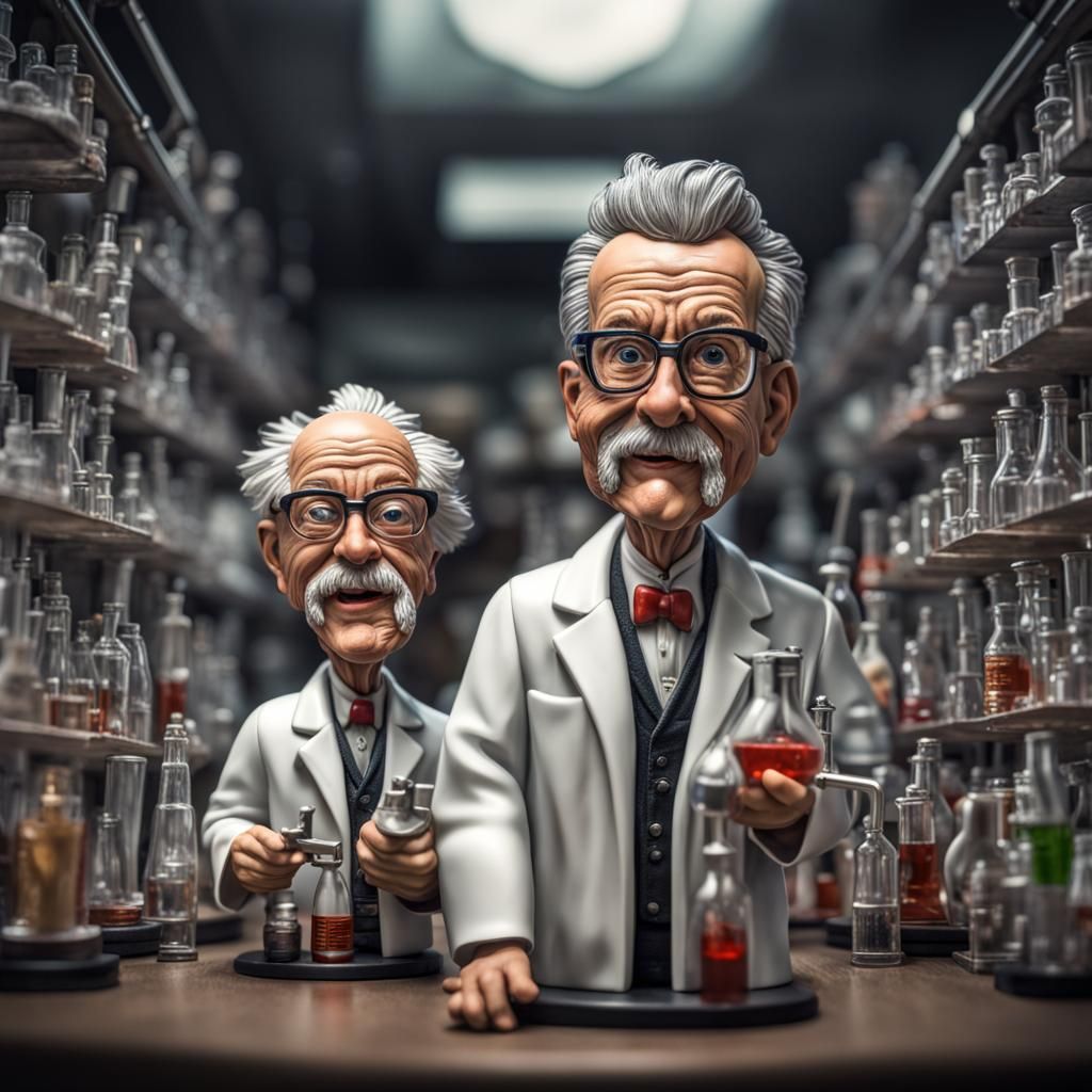 Comical Scientist Bobbleheads in High Detail