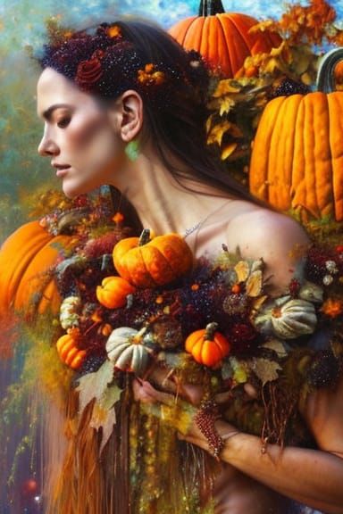 Autumn Goddess in Hyperrealistic Surrealism Style