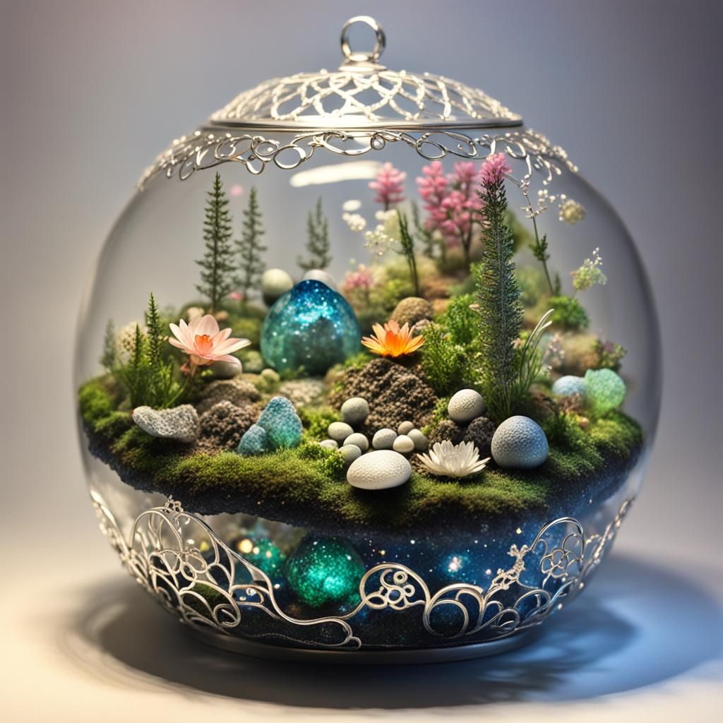 Cosmic Terrarium in Spring: Hyperdetailed Fantasy Art