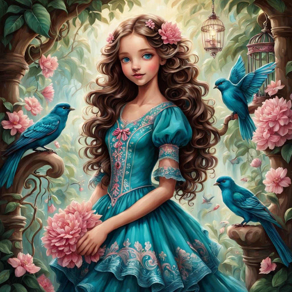 Petite Summer Goddess in Whimsical Dreamscape