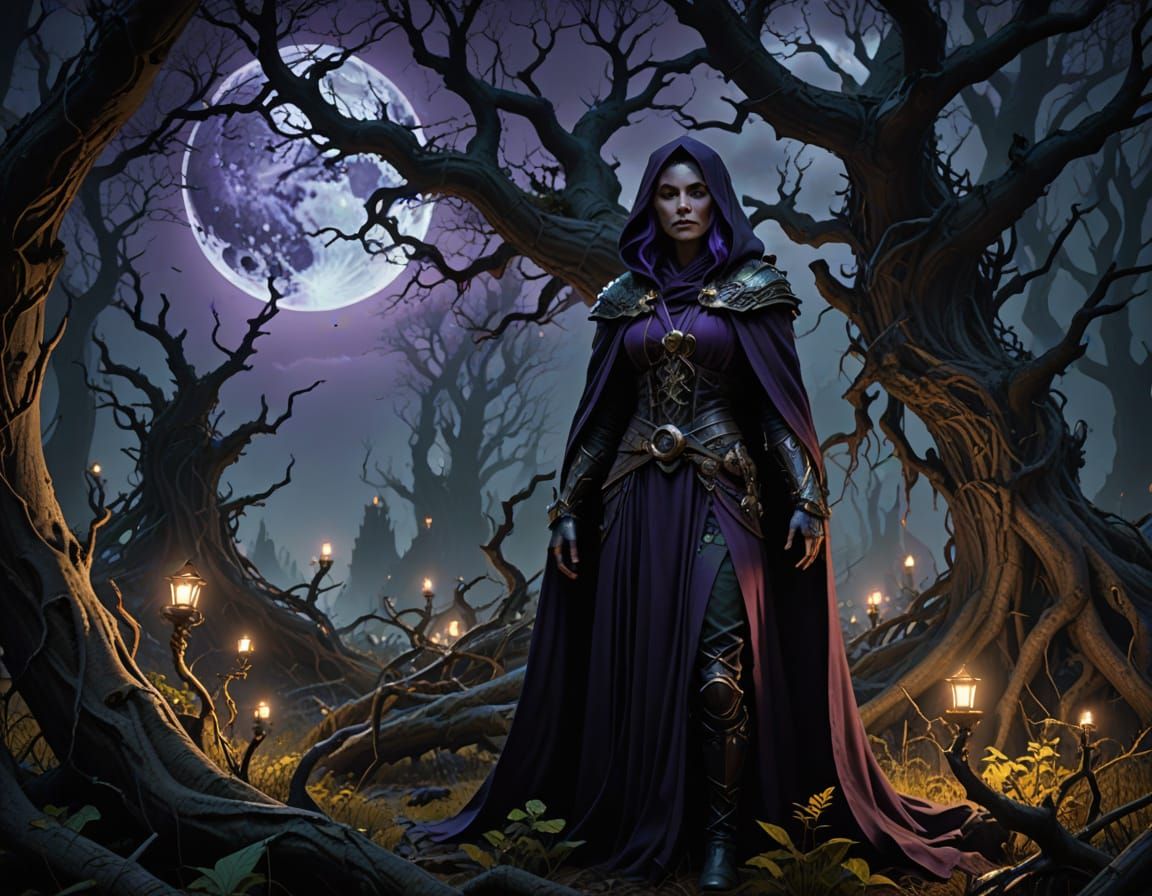 Dark Fantasy Hag in Twisted Eldritch Forest
