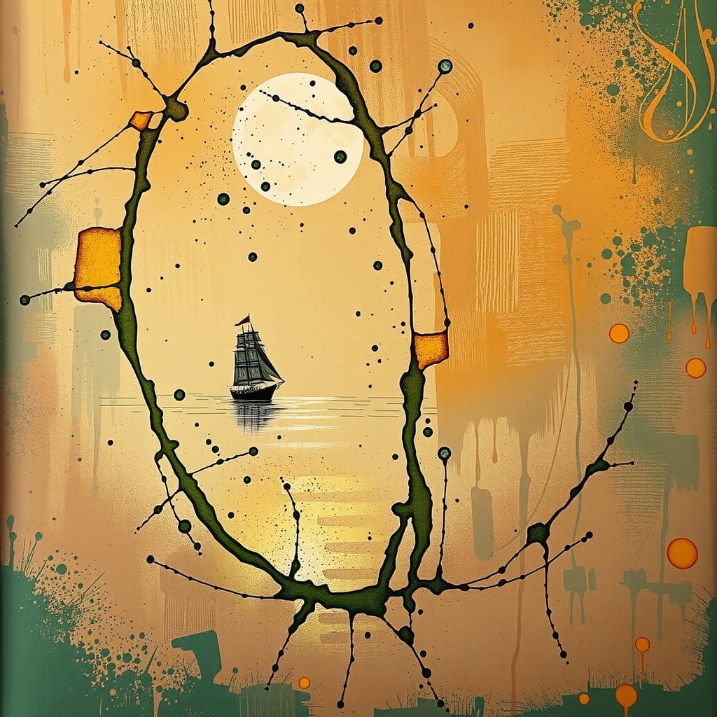 Alcohol Ink Sailboat in Dramatic Silhouette