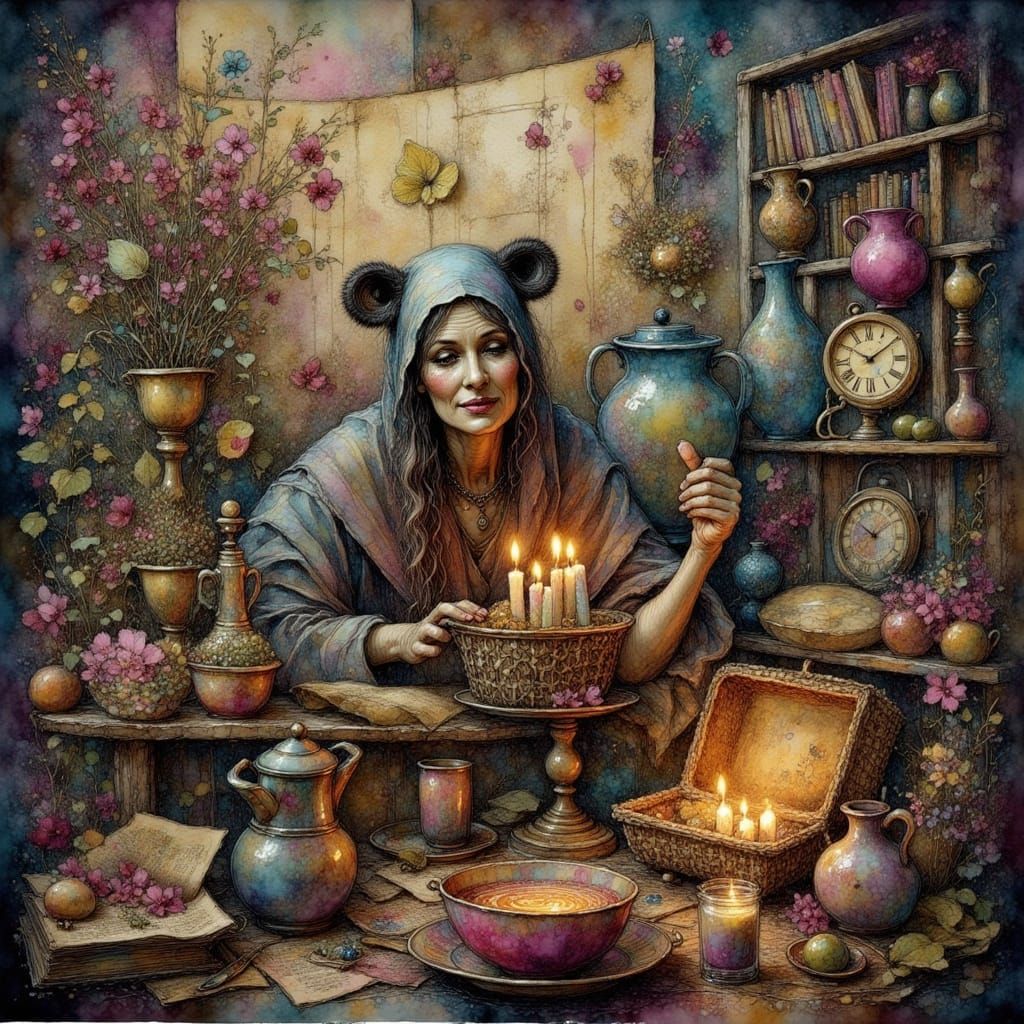 Enchanted Autumn Landscape on Feather in 3D