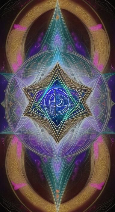 random art effect and still motion illusion effect 33 layers multi-color reference all occult and religious art occult s...