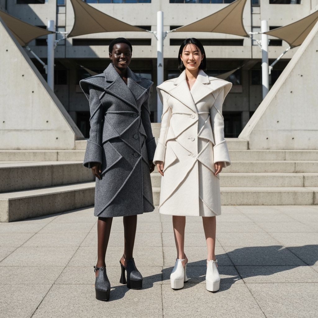 Avant-Garde Fashion in Brutalist Plaza