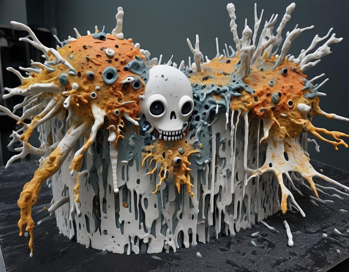 Whimsical Alien Bio-Mechanical Hybrid in Mixed Media