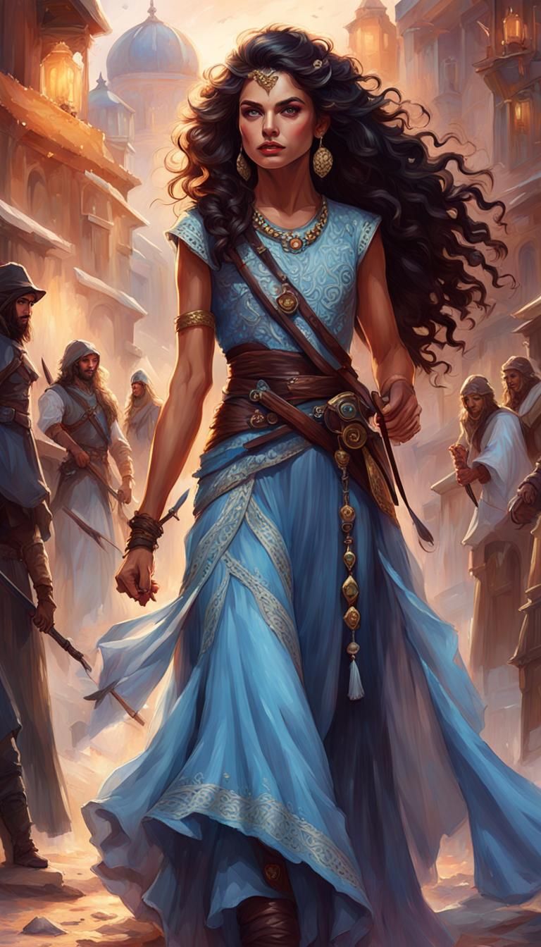 Alluring Gypsy Barbarian at Royal Ball, Oil Painting
