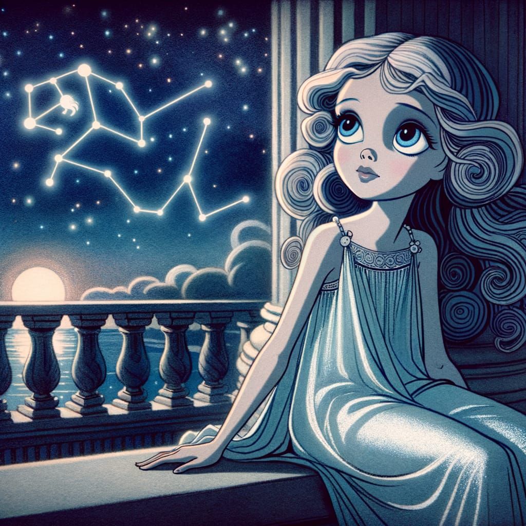 Dreamy Teenage Goddess Hera in Animation Style