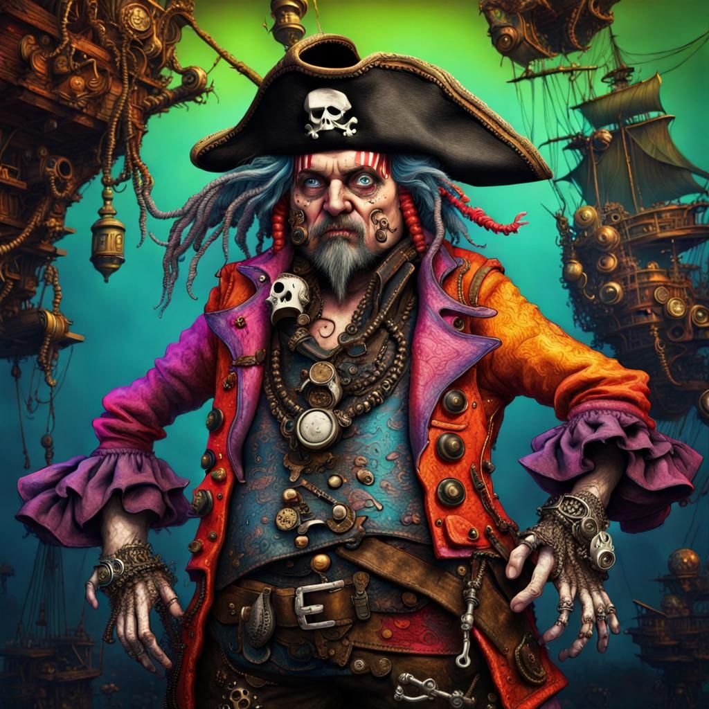 Grotesque Pirate in Dystopian Fantasy Style