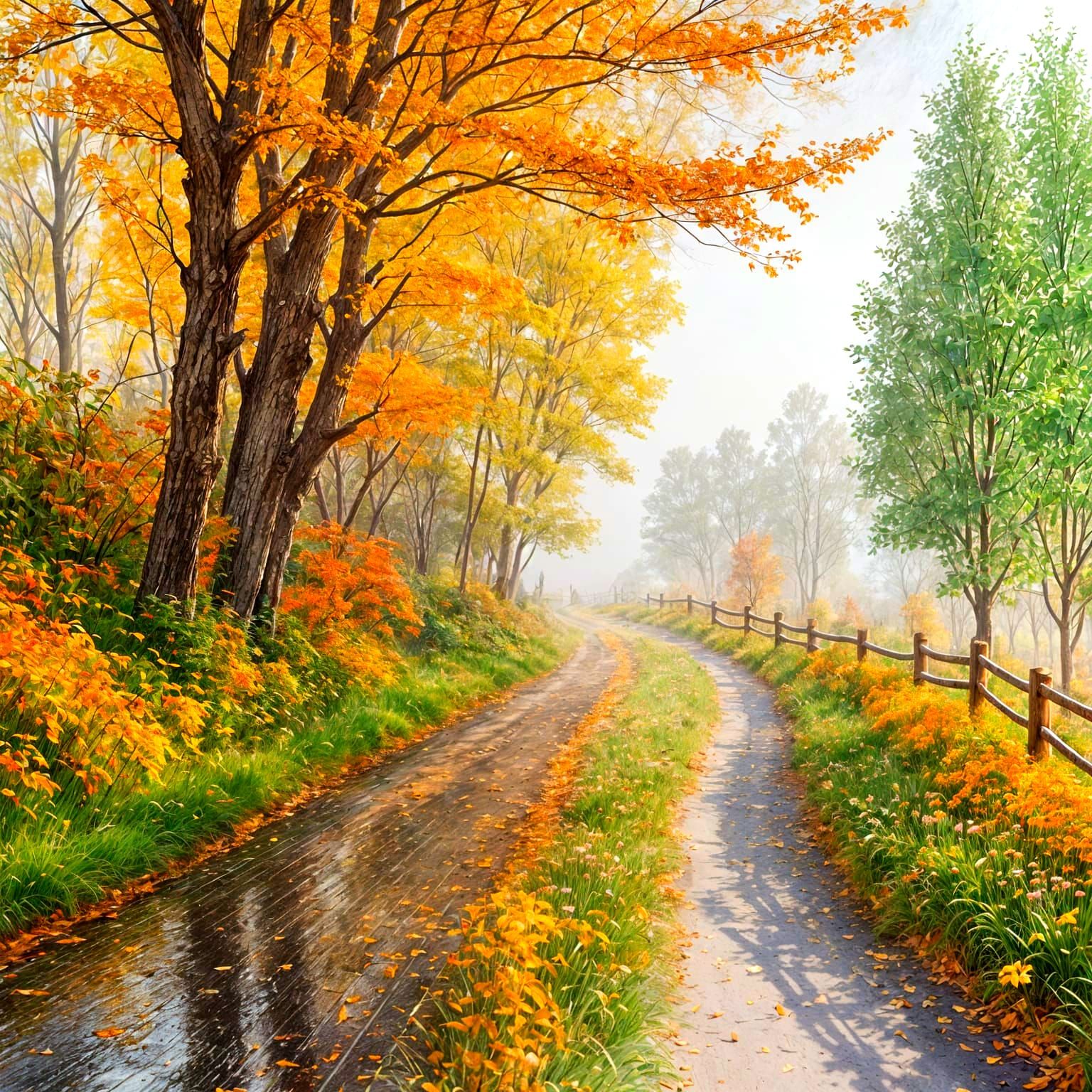 Country Lane in Autumn
