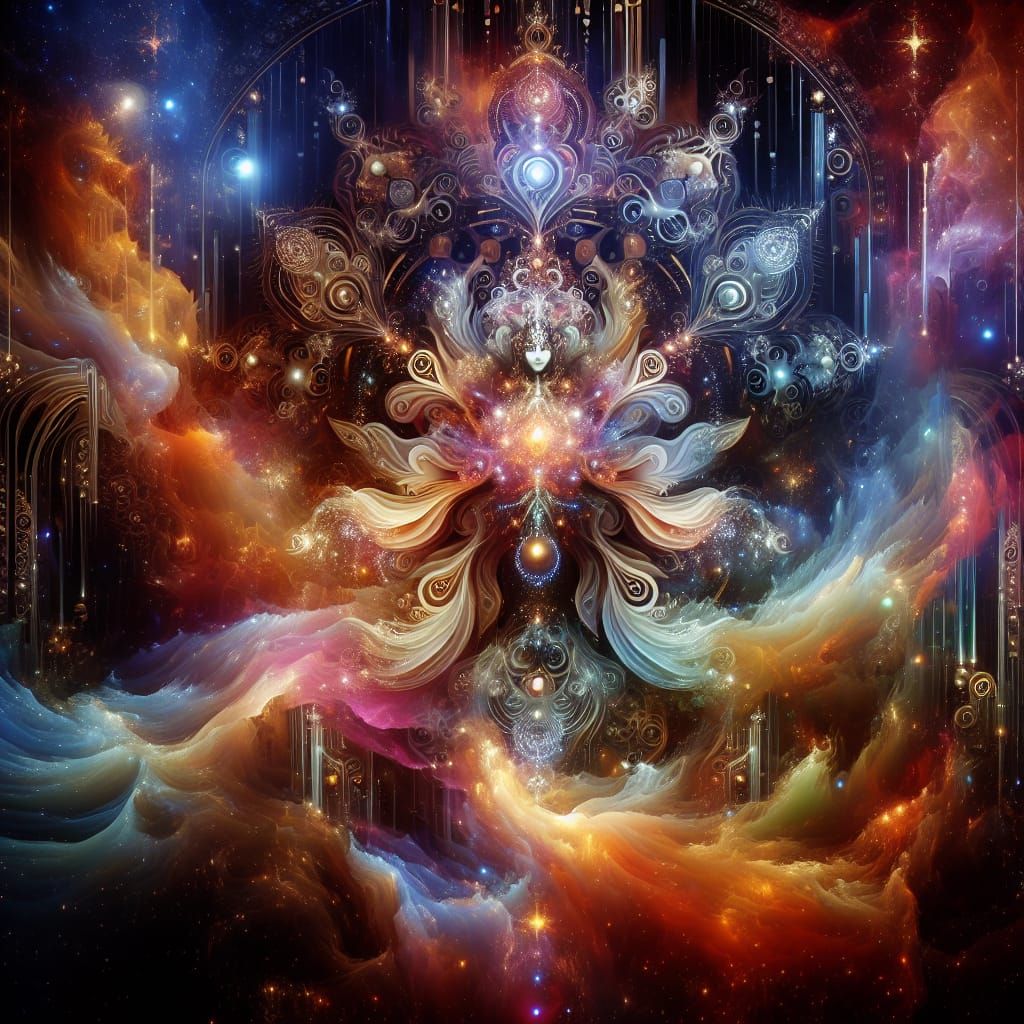 Mystical Cosmic Intelligence in Fantasy Art Style