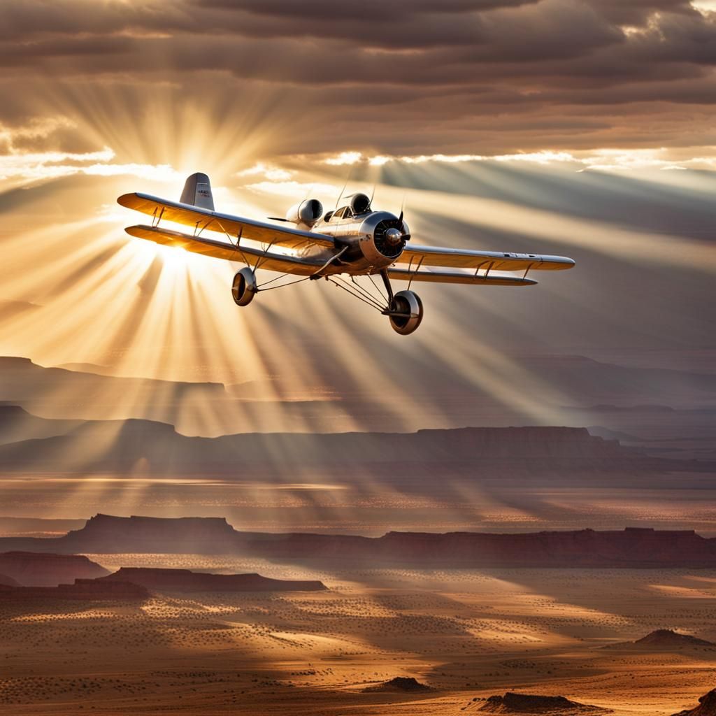 Steam-Powered Aircraft Over Desert Mesas