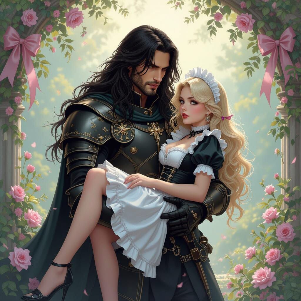 Dark Knight and Maid in Enchanted Garden