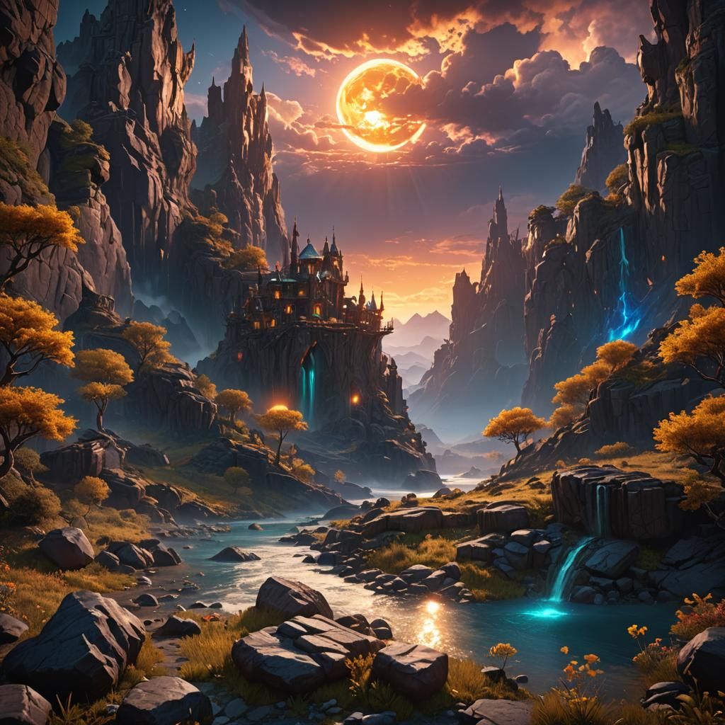 Sunrise Moonshadow Birefringence: Detailed Matte Painting