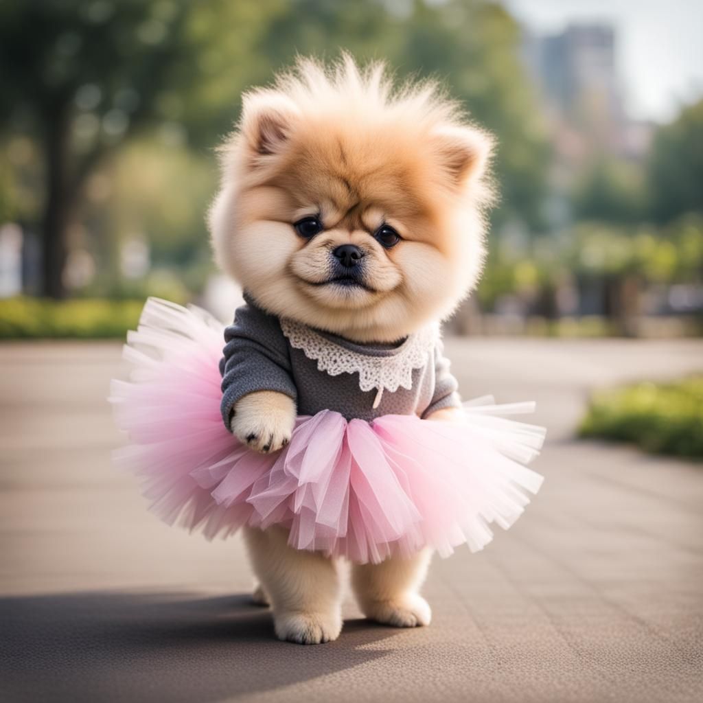 Pixar-Style Chow in a Tutu: Charming Digital Art
