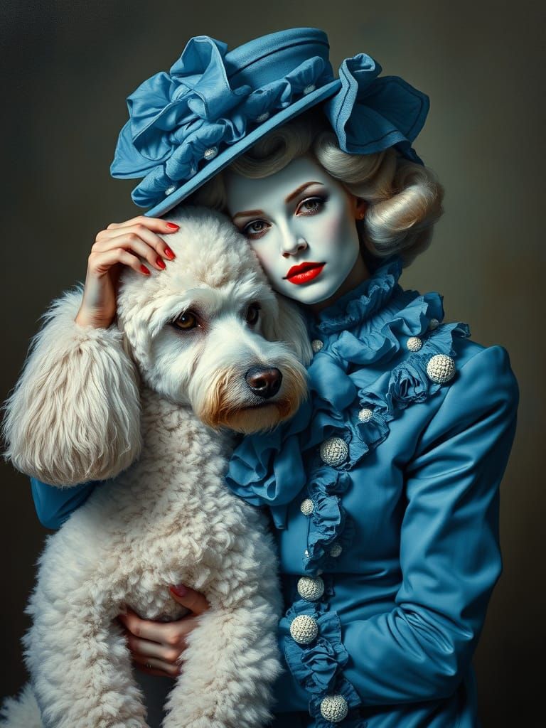 Malvina and Poodle: Dark Fantasy Oil Painting