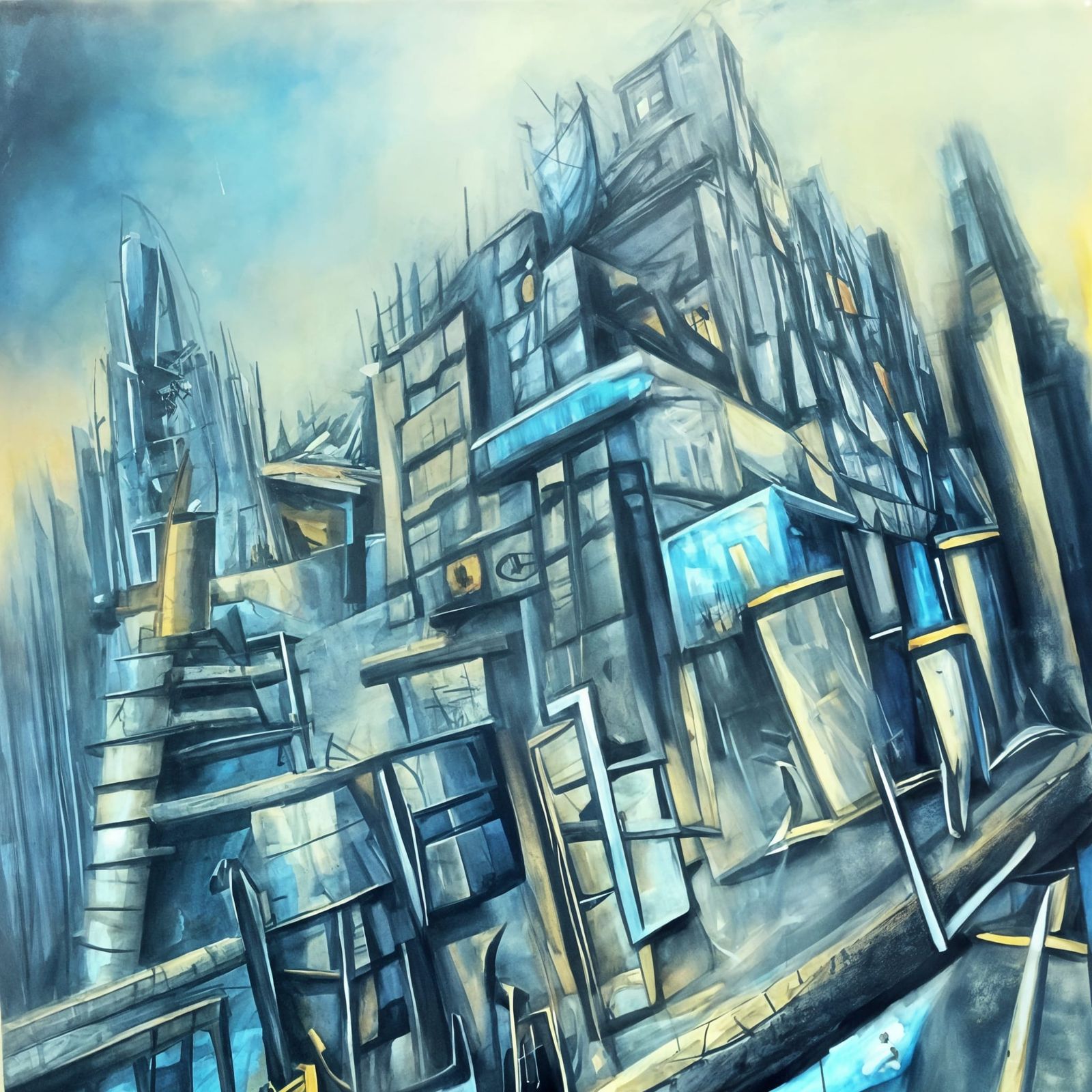 Riotous Cityscape in Cyberpunk Style