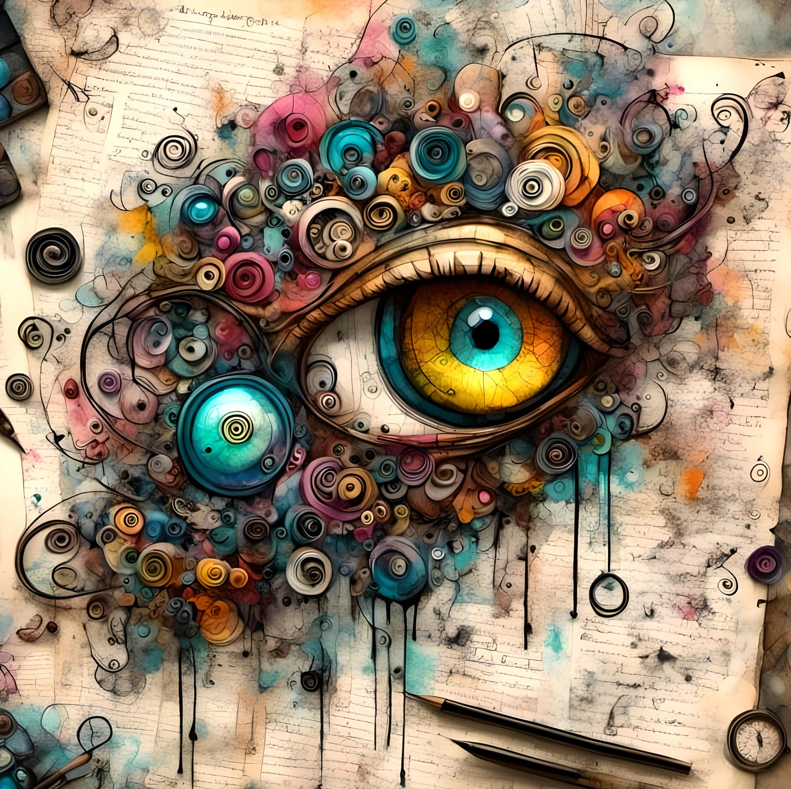 Detailed Calligraphy Hand Drawing in Sketchbook Style