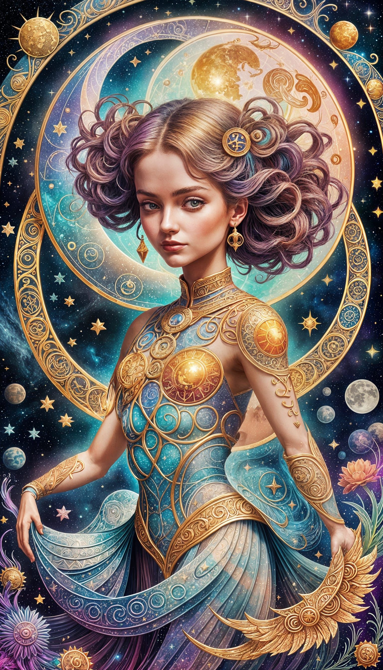 Cancer Zodiac Sign with Full Moon in Cosmic Style