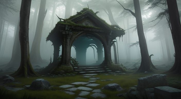 Ancient Stone in Overgrown Ruin