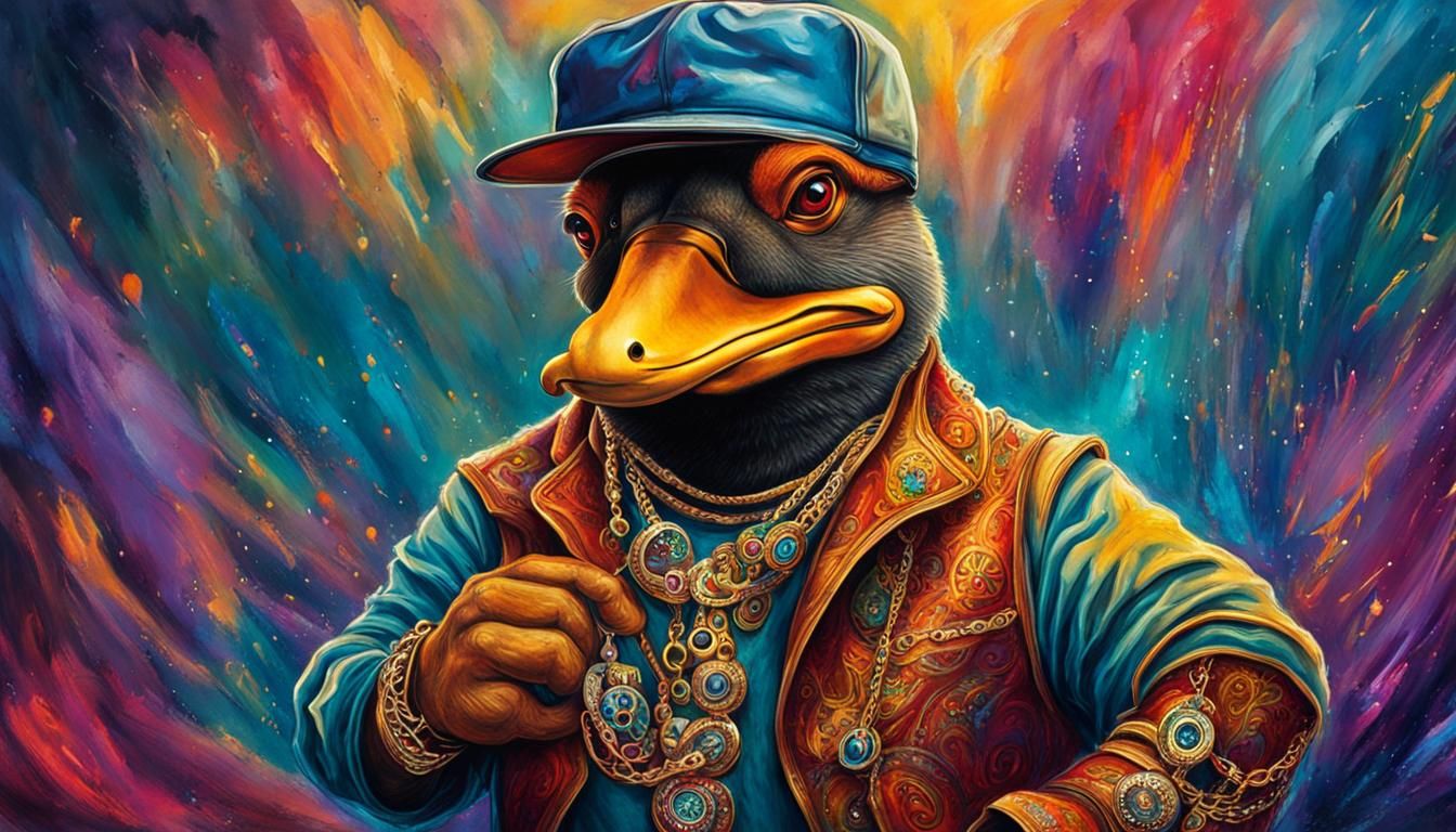 Hip Hop Platypus Digital Oil Painting