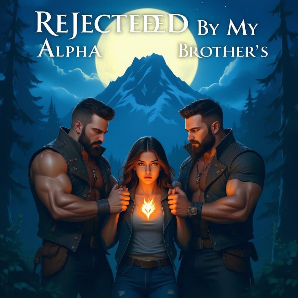 Werewolf Book Cover: Fire Wolf Symbol Girl and Two Men